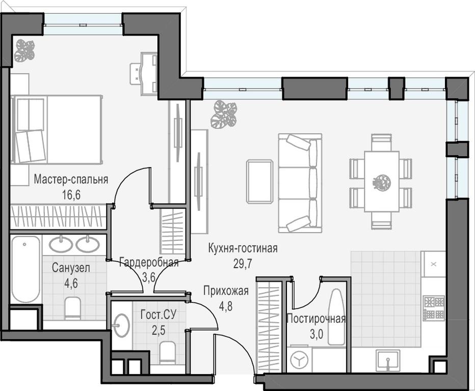 1-BD Apartment Sale, 64.5平方米 at Dostizhenie, Akademika Korolyova Street, 21, Moscow, Russia #1
