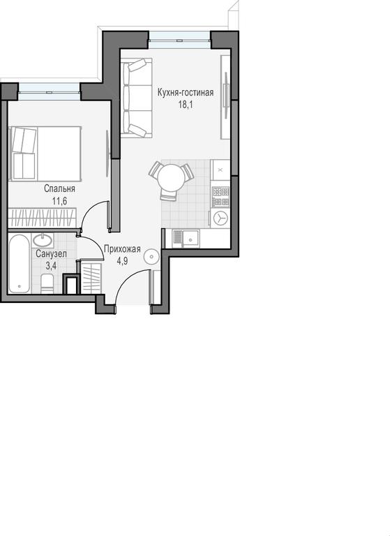 1-BD Apartment Sale, 38平方米 at Dostizhenie, Akademika Korolyova Street, 21, Moscow, Russia #1