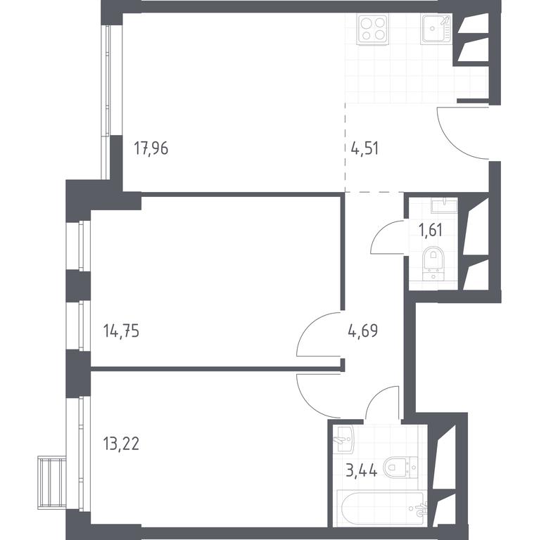 Apartment Sale, 59.6 sq. m. at Sputnik, Lipovoy Roschi Street, 1к4, derevnya Razdory, Odintsovskiy City District, Moscow Region, Russia #2 Apartment Sale, 59.6 sq. m. at Sputnik, Lipovoy Roschi Street, 1к4, derevnya Razdory, Odintsovskiy City District, Moscow Region, Russia #2