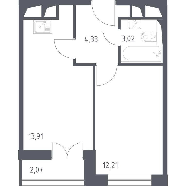 Apartment Sale, 34.5平方米 at Sputnik, Lipovoy Roschi Street, 1к4, derevnya Razdory, Odintsovskiy City District, Moscow Region, Russia #2