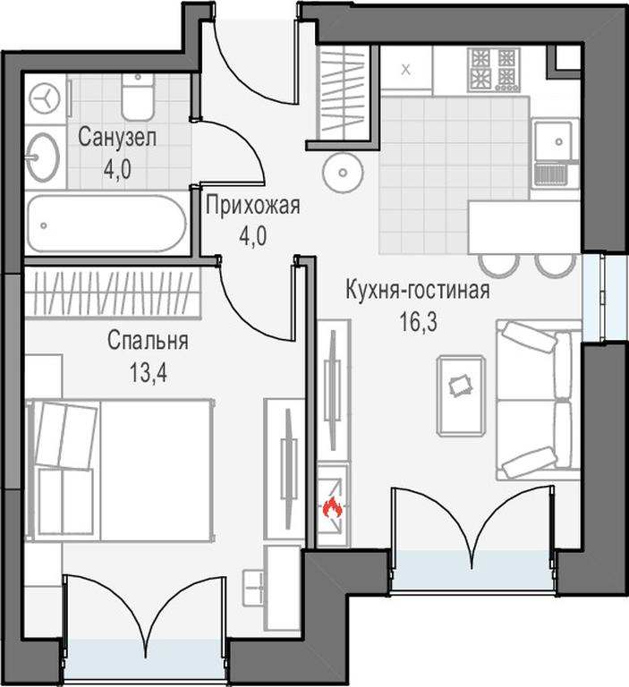 1-BD Apartment Sale, 39 sq. m. at Dostizhenie, Akademika Korolyova Street, 21, Moscow, Russia #1