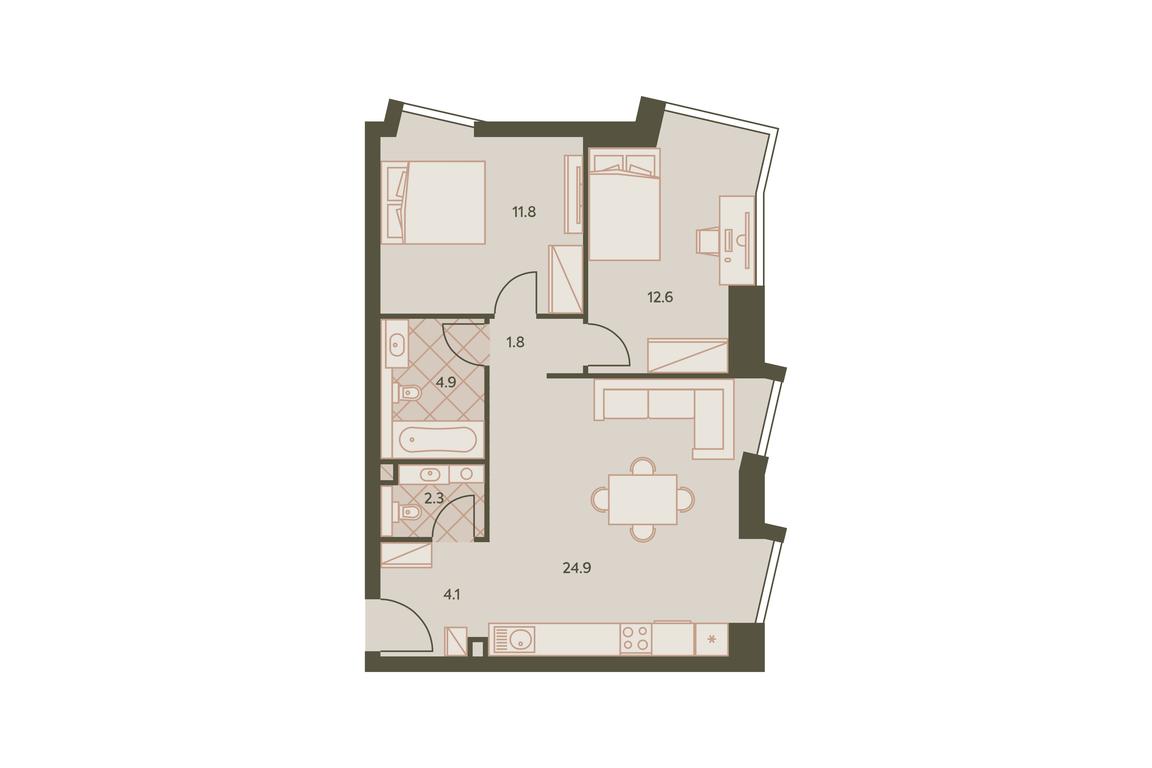 2-BD Apartment Sale, 62.5 sq. m. at Eniteo, Dmitriya Ulyanova Street, 45, Moscow, Russia #1 2-BD Apartment Sale, 62.5 sq. m. at Eniteo, Dmitriya Ulyanova Street, 45, Moscow, Russia #1