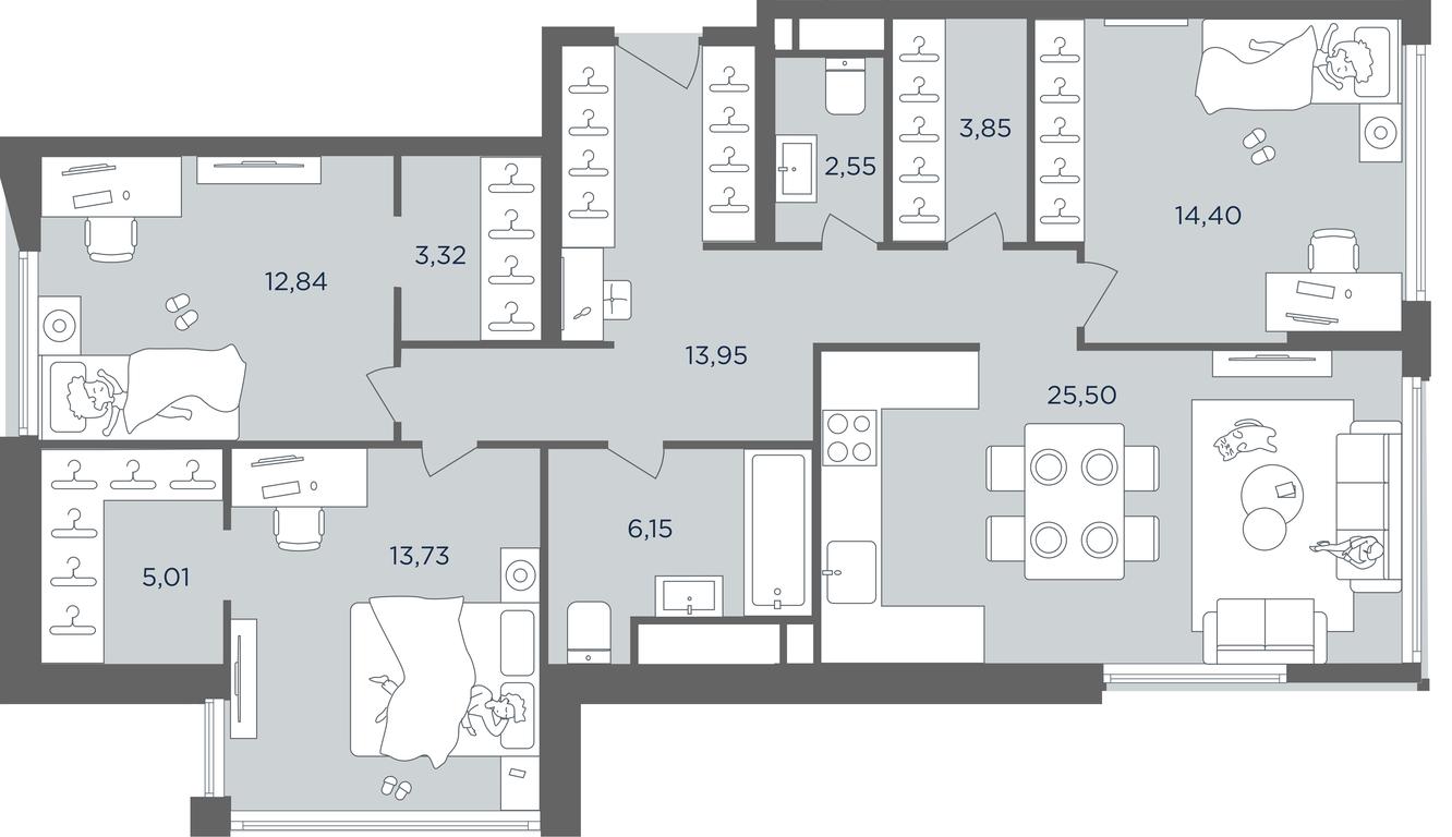 2-BD Apartment Sale, 101.8 sq. m. at Headliner, Shmitovsky Drive, 39, Moscow, Russia #2