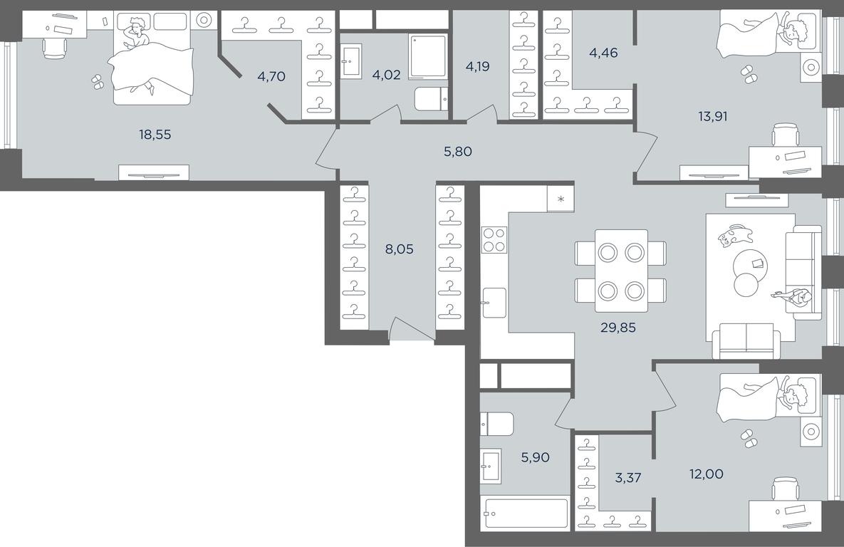 2-BD Apartment Sale, 115.6平方米 at Headliner, Shmitovsky Drive, 39, Moscow, Russia #2