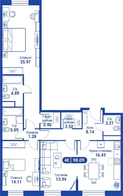 2-BD Apartment Sale, 96.8 sq. m. at iLove, улица Бочкова, 11А, Москва, Россия #1 2-BD Apartment Sale, 96.8 sq. m. at iLove, улица Бочкова, 11А, Москва, Россия #1