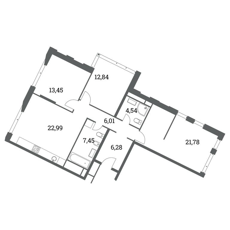 2-BD Apartment Sale, 95.9 sq. m. at Headliner, Shmitovsky Drive, 39, Moscow, Russia #1