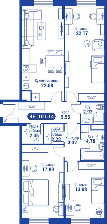 2-BD Apartment Sale, 100.7 sq. m. at iLove, улица Бочкова, 11А, Москва, Россия #1