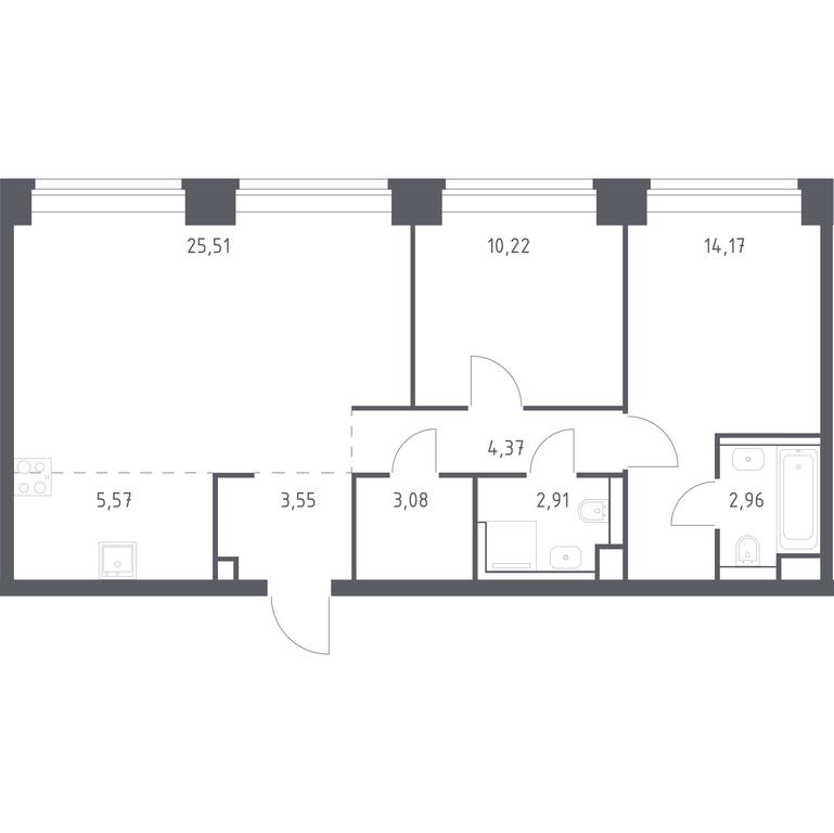 1-BD Apartment Sale, 72.34 sq. m. at Nova, Bratyev Fonchenko Street, вл21, Moscow, Russia #1 1-BD Apartment Sale, 72.34 sq. m. at Nova, Bratyev Fonchenko Street, вл21, Moscow, Russia #1