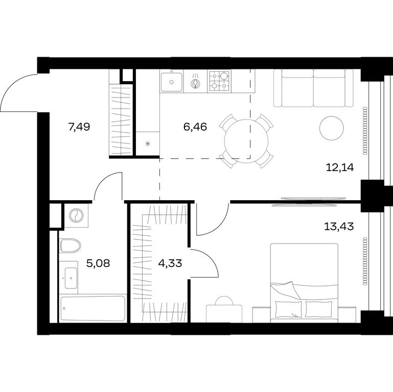 Apartment Sale, 48.93 sq. m. at Nova, Bratyev Fonchenko Street, вл21, Moscow, Russia #2 Apartment Sale, 48.93 sq. m. at Nova, Bratyev Fonchenko Street, вл21, Moscow, Russia #2