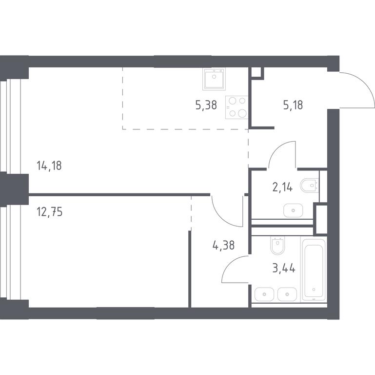 Apartment Sale, 47.45平方米 at Nova, Bratyev Fonchenko Street, вл21, Moscow, Russia #1 Apartment Sale, 47.45平方米 at Nova, Bratyev Fonchenko Street, вл21, Moscow, Russia #1