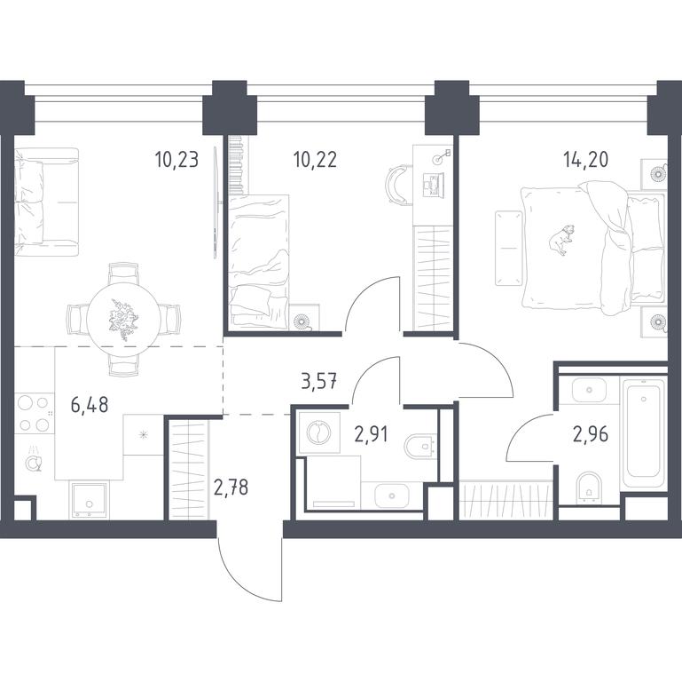 1-BD Apartment Sale, 53.35平方米 at Nova, Bratyev Fonchenko Street, вл21, Moscow, Russia #2 1-BD Apartment Sale, 53.35平方米 at Nova, Bratyev Fonchenko Street, вл21, Moscow, Russia #2