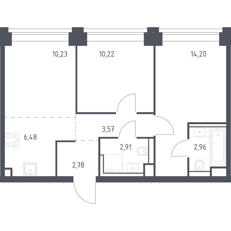 1-BD Apartment Sale, 53.35平方米 at Nova, Bratyev Fonchenko Street, вл21, Moscow, Russia #1 1-BD Apartment Sale, 53.35平方米 at Nova, Bratyev Fonchenko Street, вл21, Moscow, Russia #1
