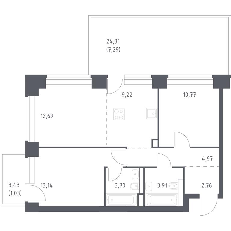 1-BD Apartment Sale, 69.48 sq. m. at Nova, Bratyev Fonchenko Street, вл21, Moscow, Russia #1 1-BD Apartment Sale, 69.48 sq. m. at Nova, Bratyev Fonchenko Street, вл21, Moscow, Russia #1