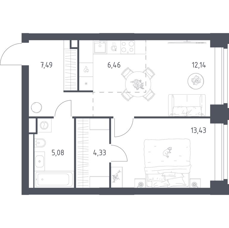 Apartment Sale, 48.93 sq. m. at Nova, Bratyev Fonchenko Street, вл21, Moscow, Russia #1 Apartment Sale, 48.93 sq. m. at Nova, Bratyev Fonchenko Street, вл21, Moscow, Russia #1