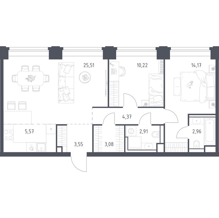 1-BD Apartment Sale, 72.34 sq. m. at Nova, Bratyev Fonchenko Street, вл21, Moscow, Russia #1 1-BD Apartment Sale, 72.34 sq. m. at Nova, Bratyev Fonchenko Street, вл21, Moscow, Russia #1