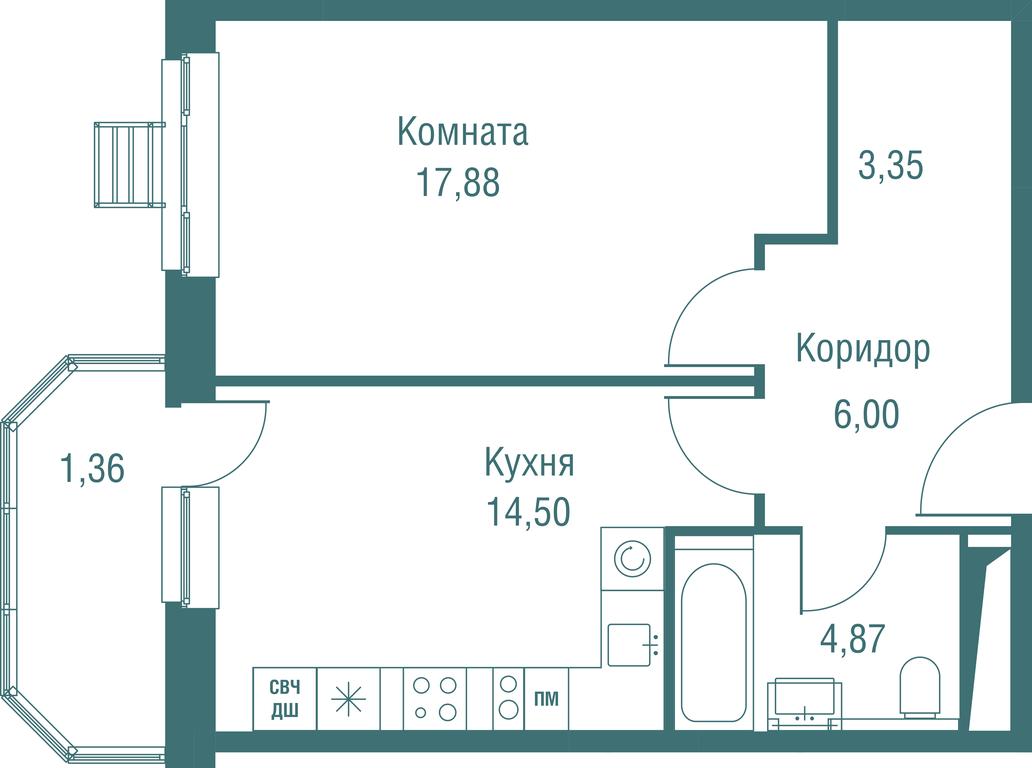 1-BD Apartment Sale, 47.96平方米 at Odinburg, Severnaya Street, 11, Odintsovo, Moscow Region, Russia #1 1-BD Apartment Sale, 47.96平方米 at Odinburg, Severnaya Street, 11, Odintsovo, Moscow Region, Russia #1