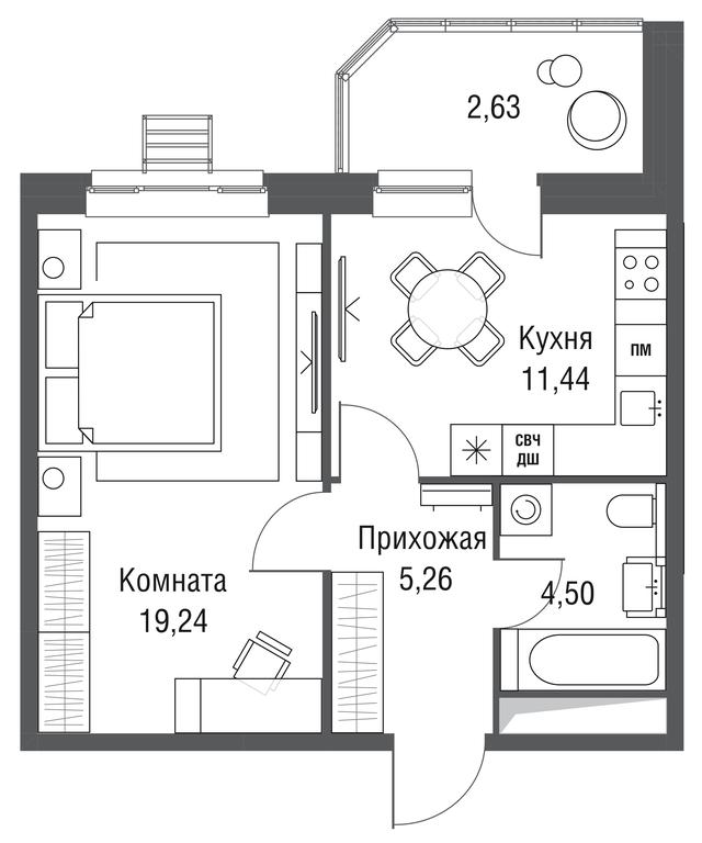 1-BD Apartment Sale, 43.07平方米 at Odinburg, Severnaya Street, 11, Odintsovo, Moscow Region, Russia #2 1-BD Apartment Sale, 43.07平方米 at Odinburg, Severnaya Street, 11, Odintsovo, Moscow Region, Russia #2