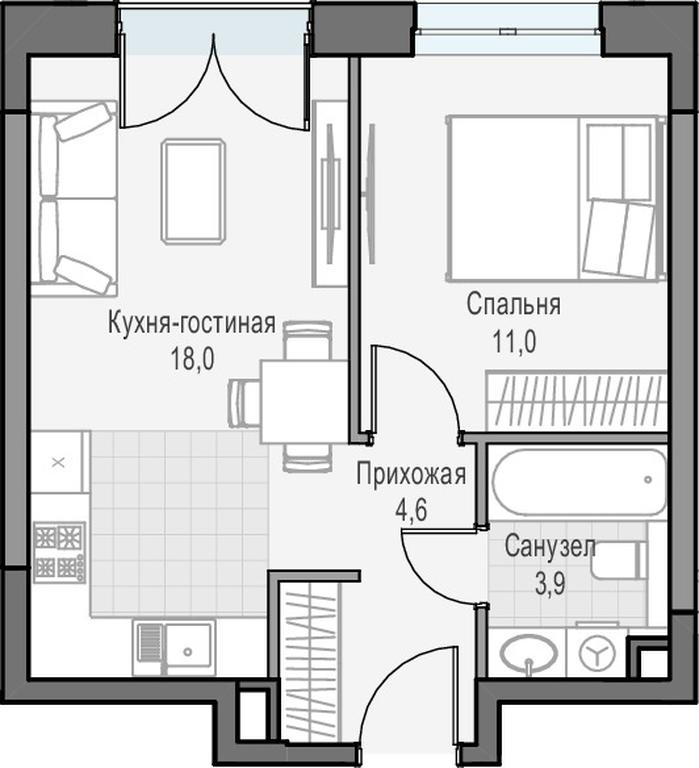 1-BD Apartment Sale, 38.3平方米 at Dostizhenie, Akademika Korolyova Street, 21, Moscow, Russia #1 1-BD Apartment Sale, 38.3平方米 at Dostizhenie, Akademika Korolyova Street, 21, Moscow, Russia #1