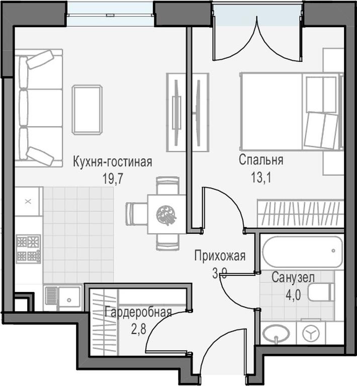 1-BD Apartment Sale, 44.3平方米 at Dostizhenie, Akademika Korolyova Street, 21, Moscow, Russia #1