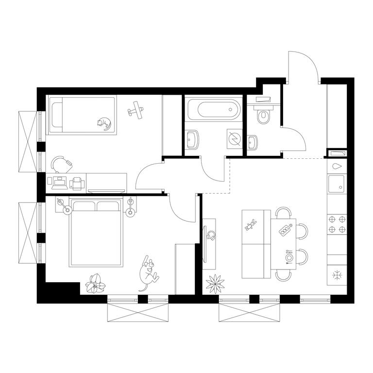 2-BD Apartment Sale, 50.3 sq. m. at Salarevo Park, Salaryevskaya Street, 8к1, Moskovskiy Settlement, Moscow, Russia #1