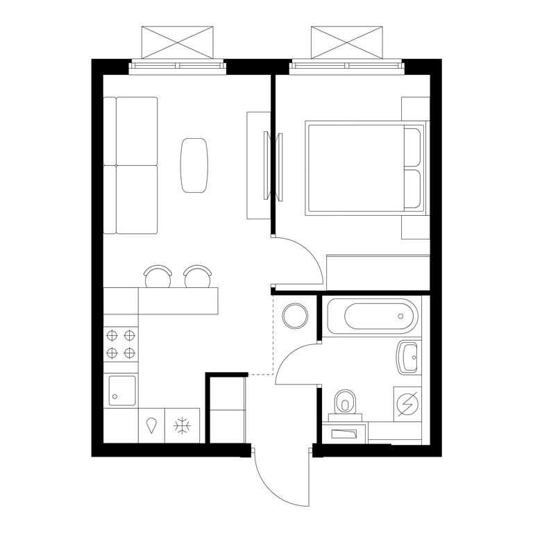 1-BD Apartment Sale, 32.4 sq. m. at Yauza Park, ulitsa Kolontsova, 4, Mytischi, Moscow Region, Russia #1