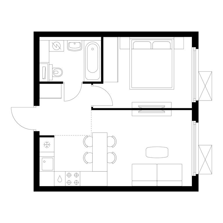1-BD Apartment Sale, 36.3平方米 at Yaroslavskij kvartal, Yaroslavskiy Drive, 116, Korolyov, Moscow Region, Russia #1