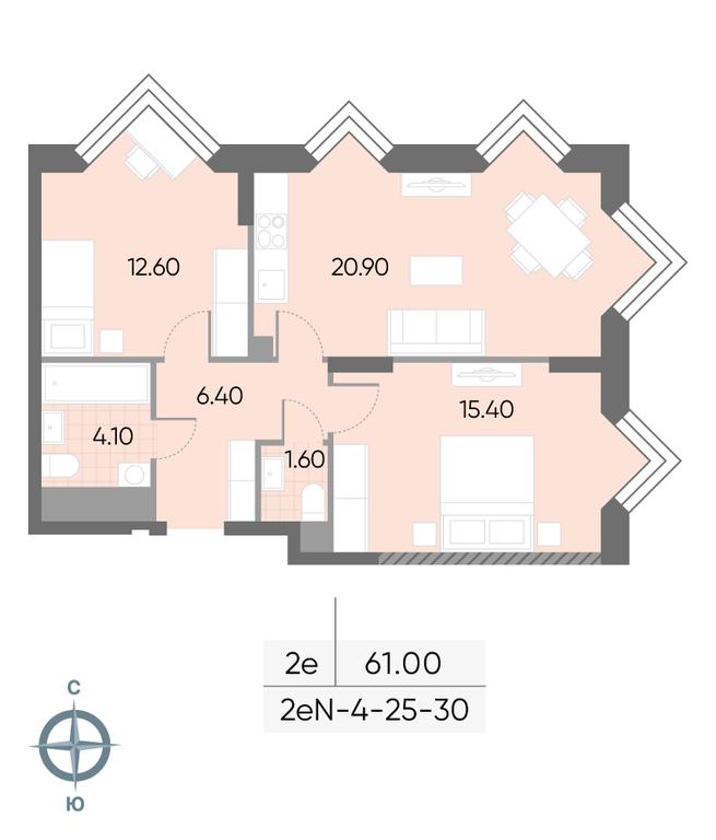 2-BD Apartment Sale, 61平方米 at Wave, Borisovskye Prudy Street, 1Б, Moscow, Russia #1 2-BD Apartment Sale, 61平方米 at Wave, Borisovskye Prudy Street, 1Б, Moscow, Russia #1