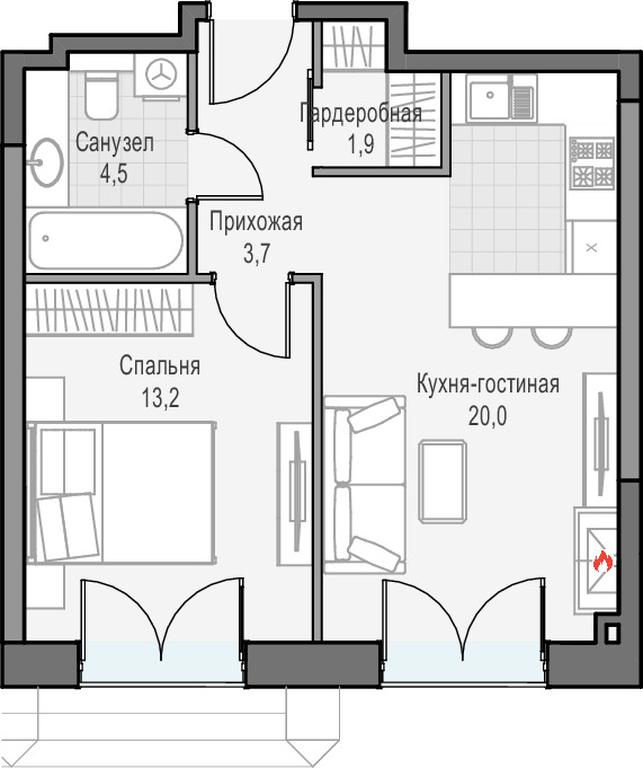1-BD Apartment Sale, 44.4 sq. m. at Dostizhenie, Akademika Korolyova Street, 21, Moscow, Russia #1