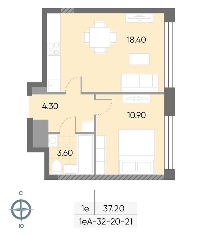 1-BD Apartment Sale, 37.2 sq. m. at Wave, Borisovskye Prudy Street, 1Б, Moscow, Russia #2 1-BD Apartment Sale, 37.2 sq. m. at Wave, Borisovskye Prudy Street, 1Б, Moscow, Russia #2