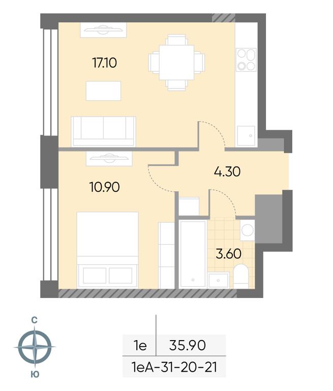 1-BD Apartment Sale, 35.9 sq. m. at Wave, Borisovskye Prudy Street, 1Б, Moscow, Russia #2