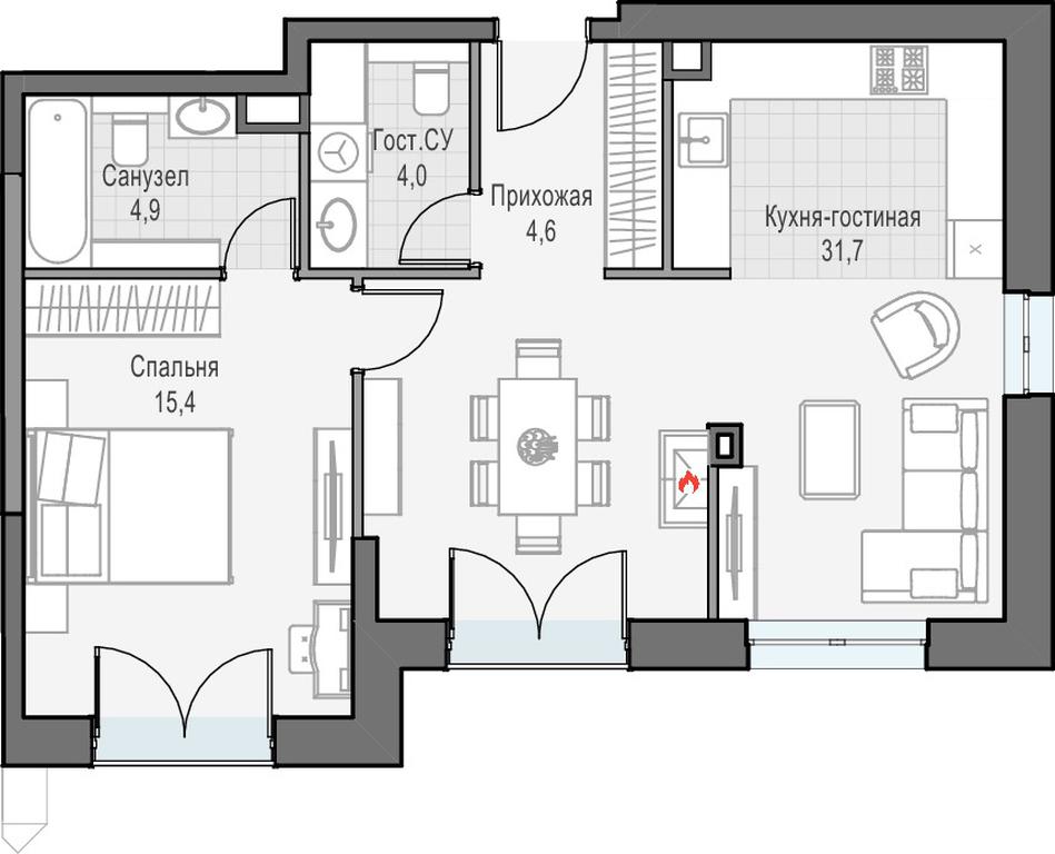 1-BD Apartment Sale, 61.1平方米 at Dostizhenie, Akademika Korolyova Street, 21, Moscow, Russia #1