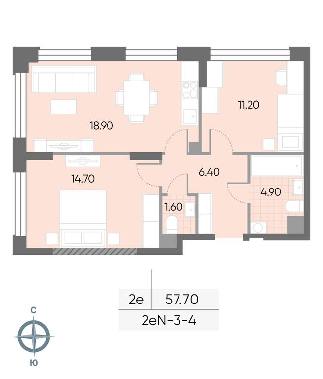 2-BD Apartment Sale, 57.7 sq. m. at Wave, Borisovskye Prudy Street, 1Б, Moscow, Russia #2 2-BD Apartment Sale, 57.7 sq. m. at Wave, Borisovskye Prudy Street, 1Б, Moscow, Russia #2