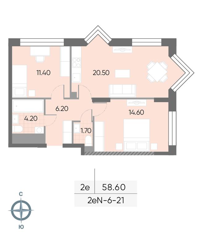 2-BD Apartment Sale, 58.6 sq. m. at Wave, Borisovskye Prudy Street, 1Б, Moscow, Russia #1 2-BD Apartment Sale, 58.6 sq. m. at Wave, Borisovskye Prudy Street, 1Б, Moscow, Russia #1