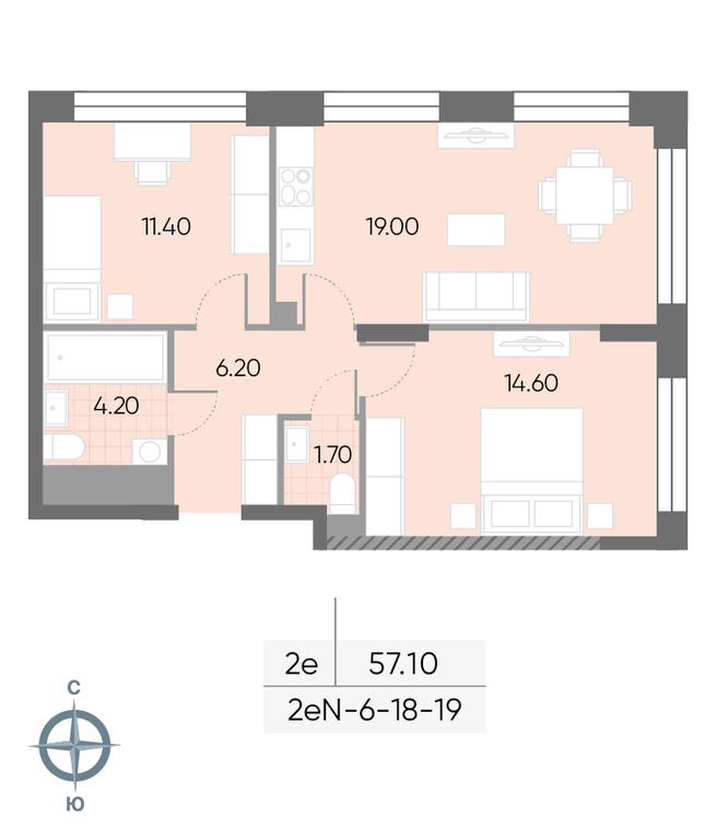 2-BD Apartment Sale, 57.1 sq. m. at Wave, Borisovskye Prudy Street, 1Б, Moscow, Russia #1 2-BD Apartment Sale, 57.1 sq. m. at Wave, Borisovskye Prudy Street, 1Б, Moscow, Russia #1