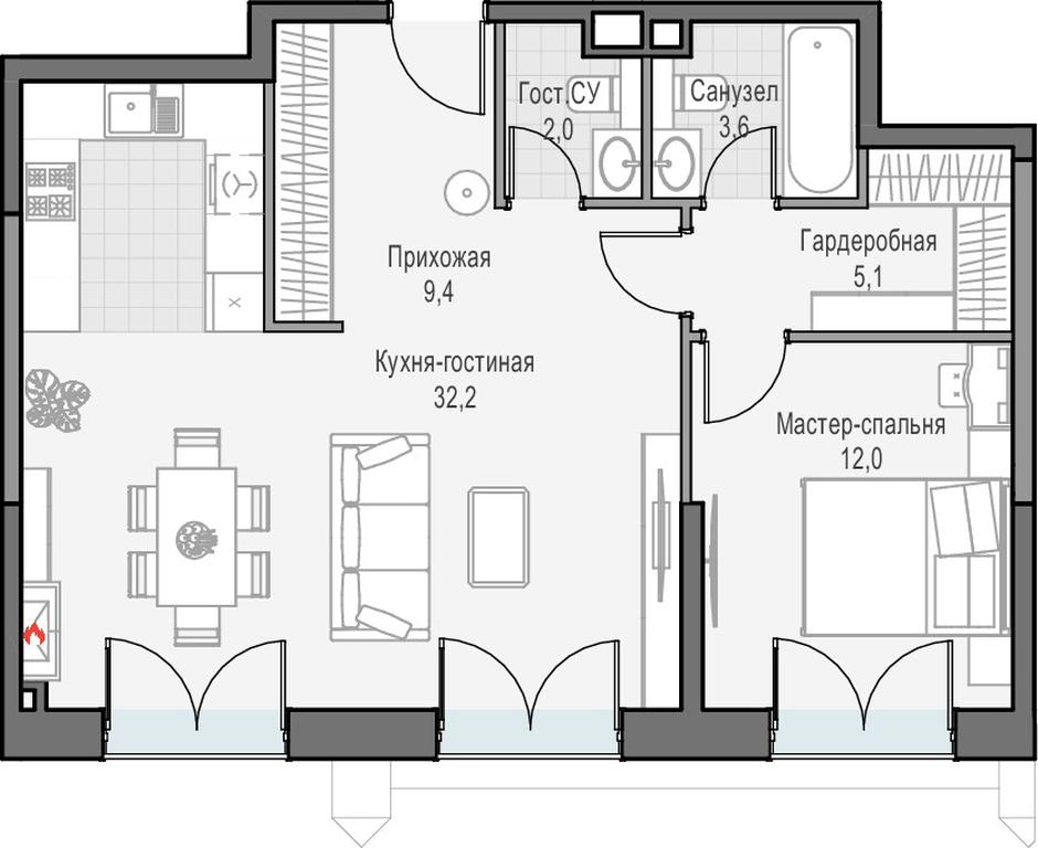 1-BD Apartment Sale, 64.8平方米 at Dostizhenie, Akademika Korolyova Street, 21, Moscow, Russia #1