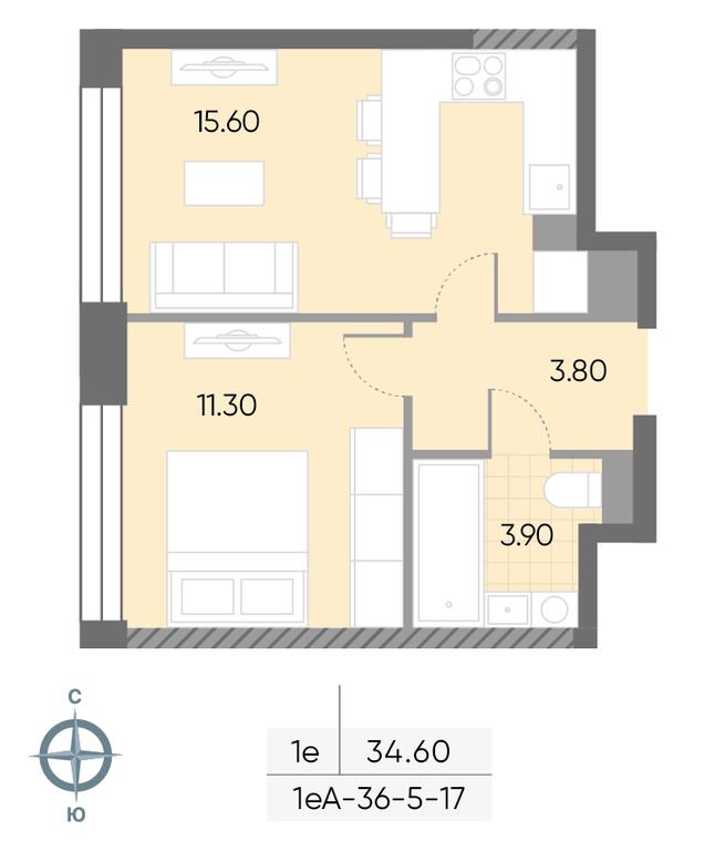 1-BD Apartment Sale, 34.6 sq. m. at Wave, Borisovskye Prudy Street, 1Б, Moscow, Russia #1 1-BD Apartment Sale, 34.6 sq. m. at Wave, Borisovskye Prudy Street, 1Б, Moscow, Russia #1