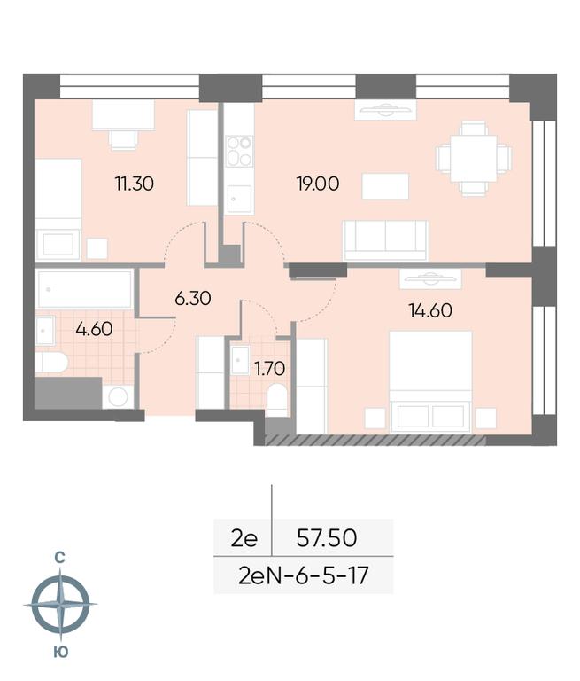 2-BD Apartment Sale, 57.5 sq. m. at Wave, Borisovskye Prudy Street, 1Б, Moscow, Russia #1 2-BD Apartment Sale, 57.5 sq. m. at Wave, Borisovskye Prudy Street, 1Б, Moscow, Russia #1