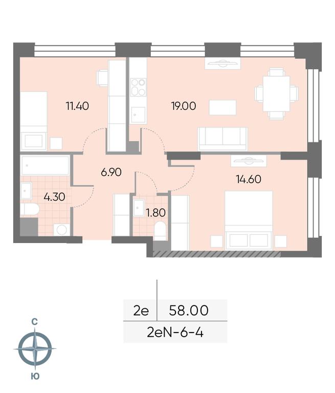 2-BD Apartment Sale, 58 sq. m. at Wave, Borisovskye Prudy Street, 1Б, Moscow, Russia #2