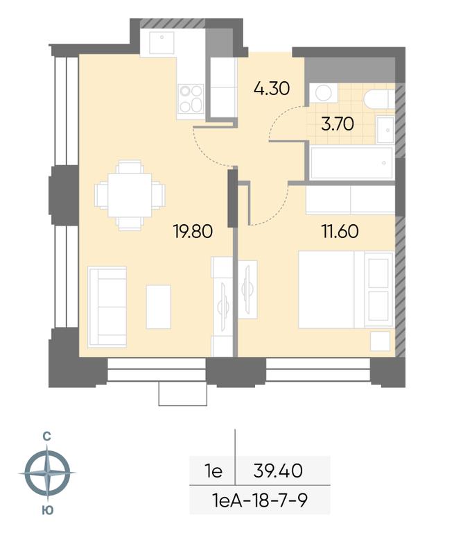 1-BD Apartment Sale, 39.4 sq. m. at Wave, Borisovskye Prudy Street, 1Б, Moscow, Russia #1