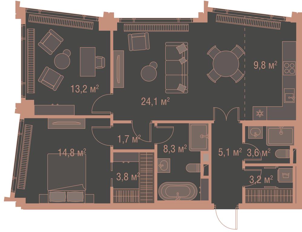 2-BD Apartment Sale, 148.9平方米 at High Life, Letnikovskaya Street, 11/10с1, Moscow, Russia #1