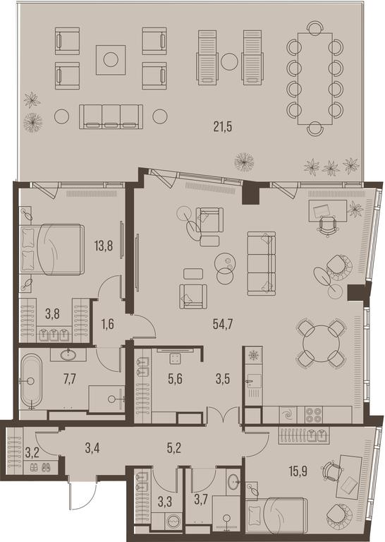 2-BD Apartment Sale, 148.9平方米 at High Life, Letnikovskaya Street, 11/10с1, Moscow, Russia #2