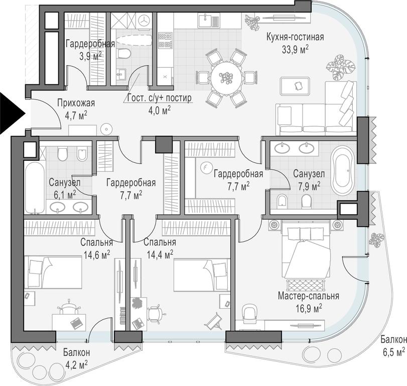 3-BD Apartment Sale, 124.8 sq. m. at Lavrushinskiy, Lavrushinsky Lane, 11к1, Moscow, Russia #1