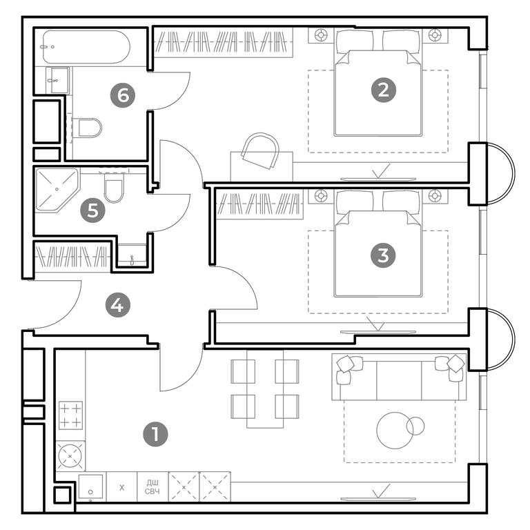 2-BD Apartment Sale, 73.2 sq. m. at Nametkin Tower, Namyotkina Street, 10А, Moscow, Russia #1