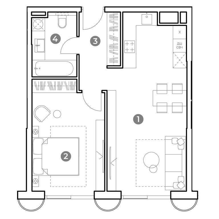 1-BD Apartment Sale, 54.2平方米 at Nametkin Tower, Namyotkina Street, 10А, Moscow, Russia #2 1-BD Apartment Sale, 54.2平方米 at Nametkin Tower, Namyotkina Street, 10А, Moscow, Russia #2