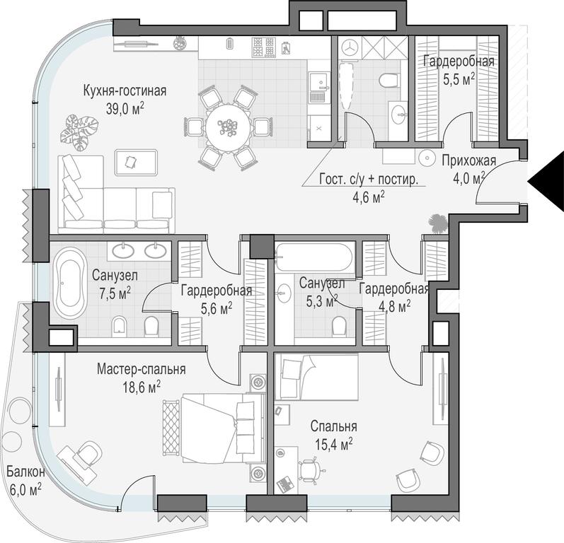 1-BD Apartment Sale, 112.5平方米 at Lavrushinskiy, Lavrushinsky Lane, 11к1, Moscow, Russia #1
