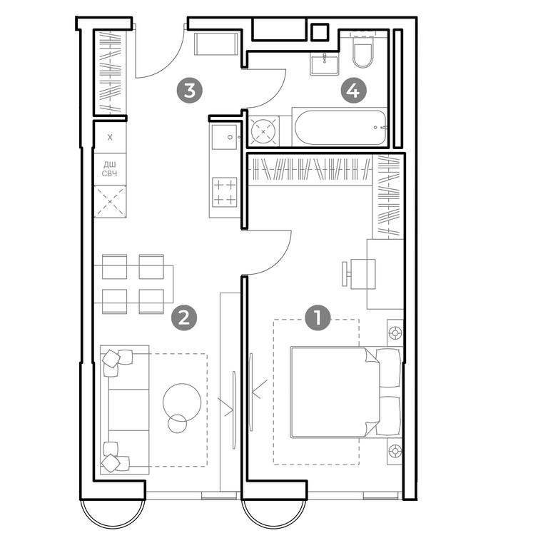 1-BD Apartment Sale, 46.8 sq. m. at Nametkin Tower, Namyotkina Street, 10А, Moscow, Russia #2 1-BD Apartment Sale, 46.8 sq. m. at Nametkin Tower, Namyotkina Street, 10А, Moscow, Russia #2