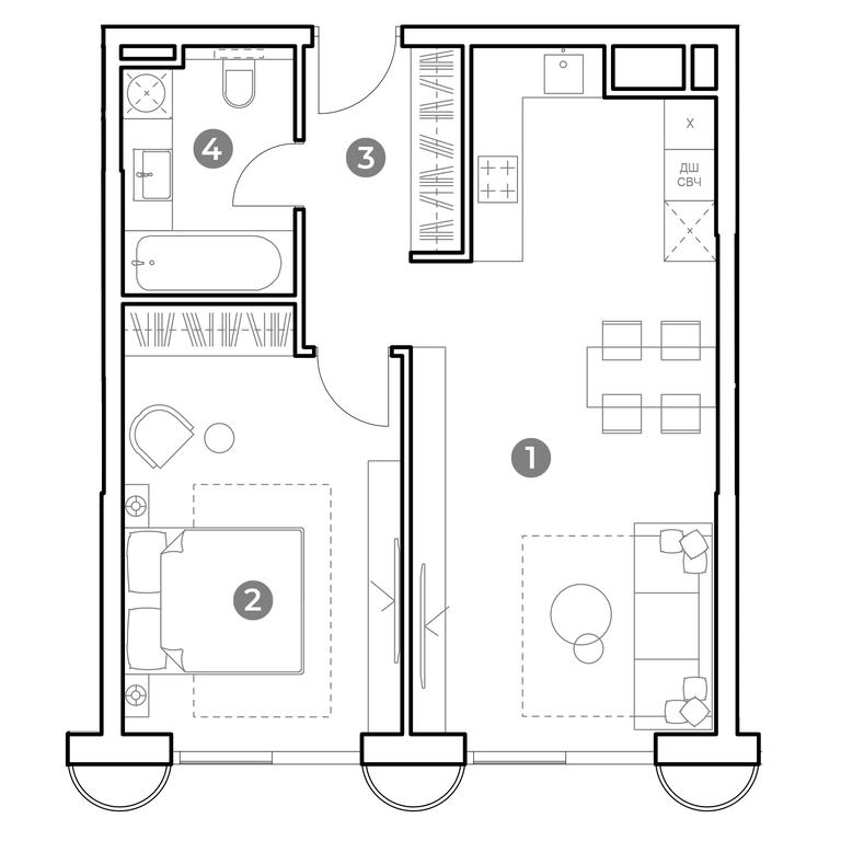 1-BD Apartment Sale, 54.2 sq. m. at Nametkin Tower, Namyotkina Street, 10А, Moscow, Russia #1 1-BD Apartment Sale, 54.2 sq. m. at Nametkin Tower, Namyotkina Street, 10А, Moscow, Russia #1