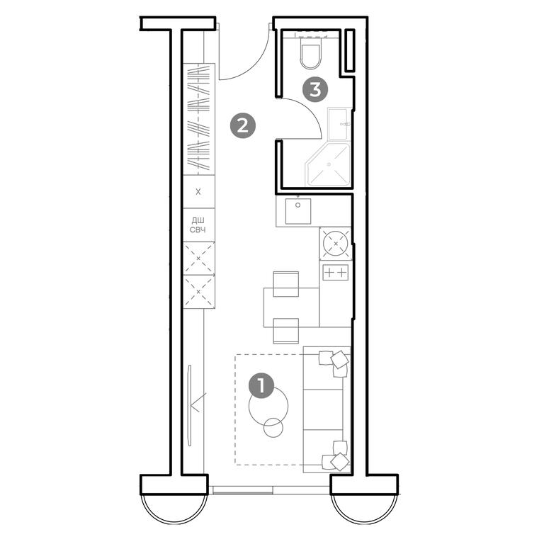 Apartment Sale, 24.2平方米 at Nametkin Tower, Namyotkina Street, 10А, Moscow, Russia #1
