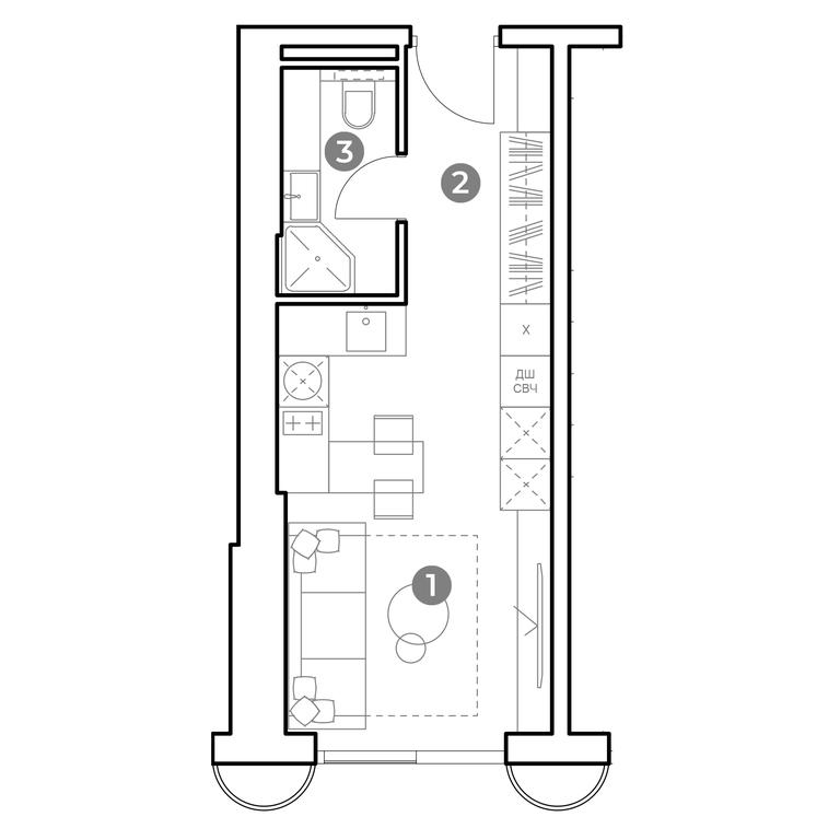 Apartment Sale, 25.3平方米 at Nametkin Tower, Namyotkina Street, 10А, Moscow, Russia #1