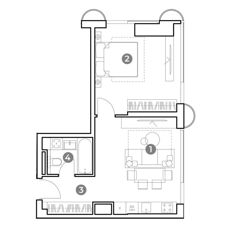 1-BD Apartment Sale, 46.1 sq. m. at Nametkin Tower, Namyotkina Street, 10А, Moscow, Russia #1 1-BD Apartment Sale, 46.1 sq. m. at Nametkin Tower, Namyotkina Street, 10А, Moscow, Russia #1